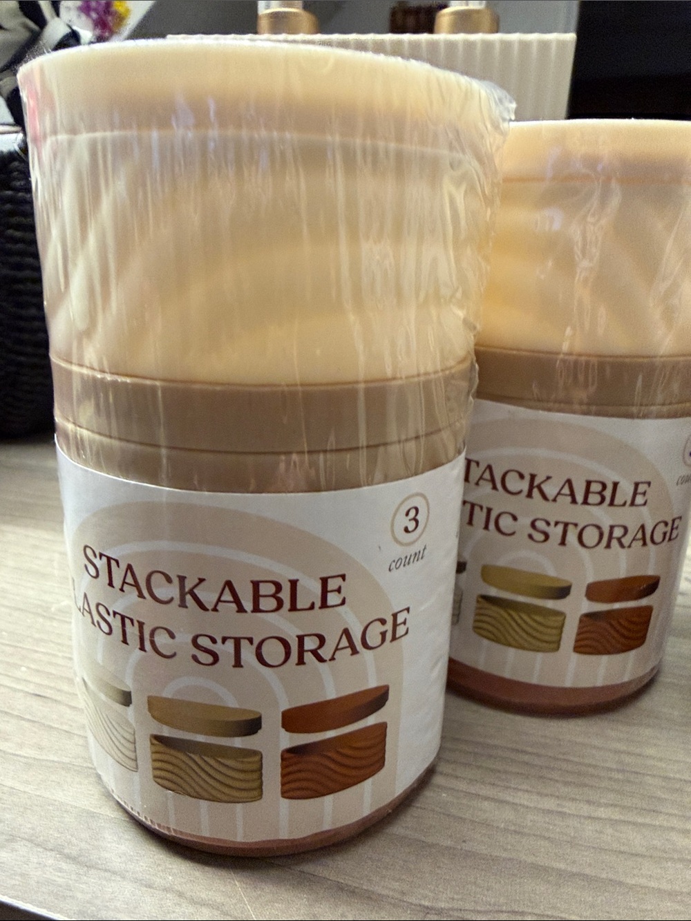 ❣️5|$25❣️Stackable Plastic Storage Container Set in Tan - 3 Count